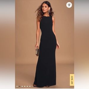 NWT Lulus Love In Your Eyes Black Knotted Mermaid Maxi Dress